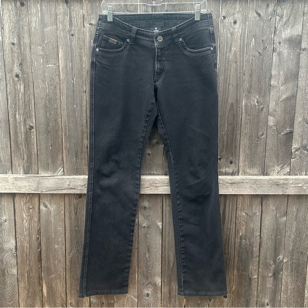 Kuhl Charcoal Gray/Black Straight Leg Mis Rise Outdoor Stretch Denim Jeans Sz 6